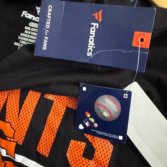 NWT Fanatics‎ X DXL San Francisco Giants MLB New Black Short Sleeve Hoodie 2XLT - Picture 6 of 7